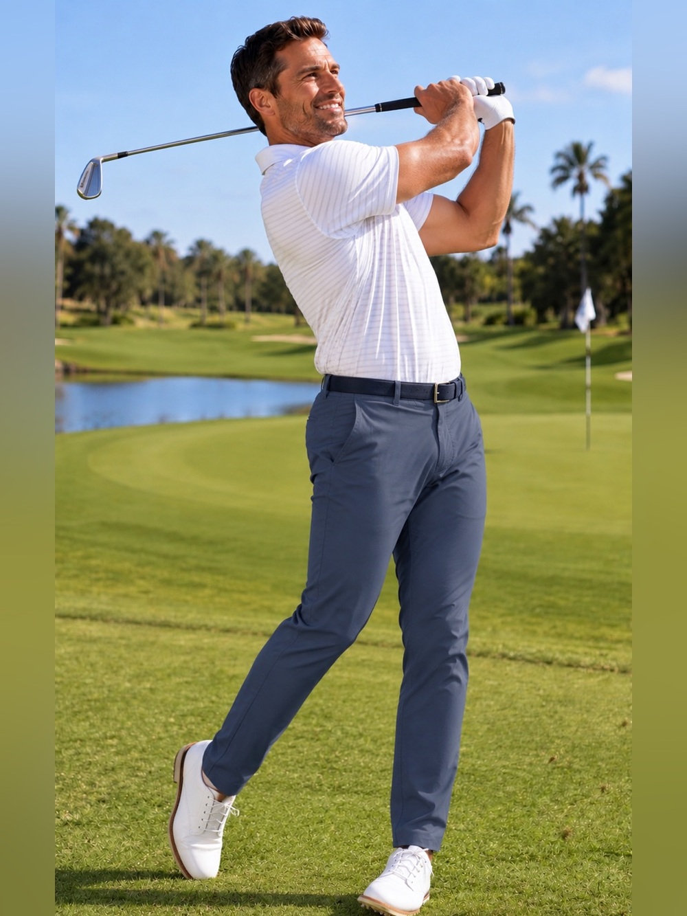 $129 BONOBOS Golf Pants Mens 32x32” Performance Slim Fit Flat Front Pockets EUC